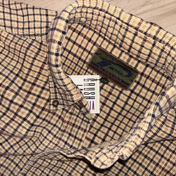 Vintage Prefab Classics Plaid Corduroy Button Up Large - Picture 5 of 9